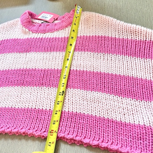 Pink Cropped Knit Striped Sweater - Picture 8 of 10